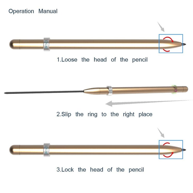 WSD Mechanical Pencil,Drawing Pencils,Sketch Pencils,Magnetic Control Pencil,Pencil Refills Diameter2.0mm, 2B Gold - Image 2